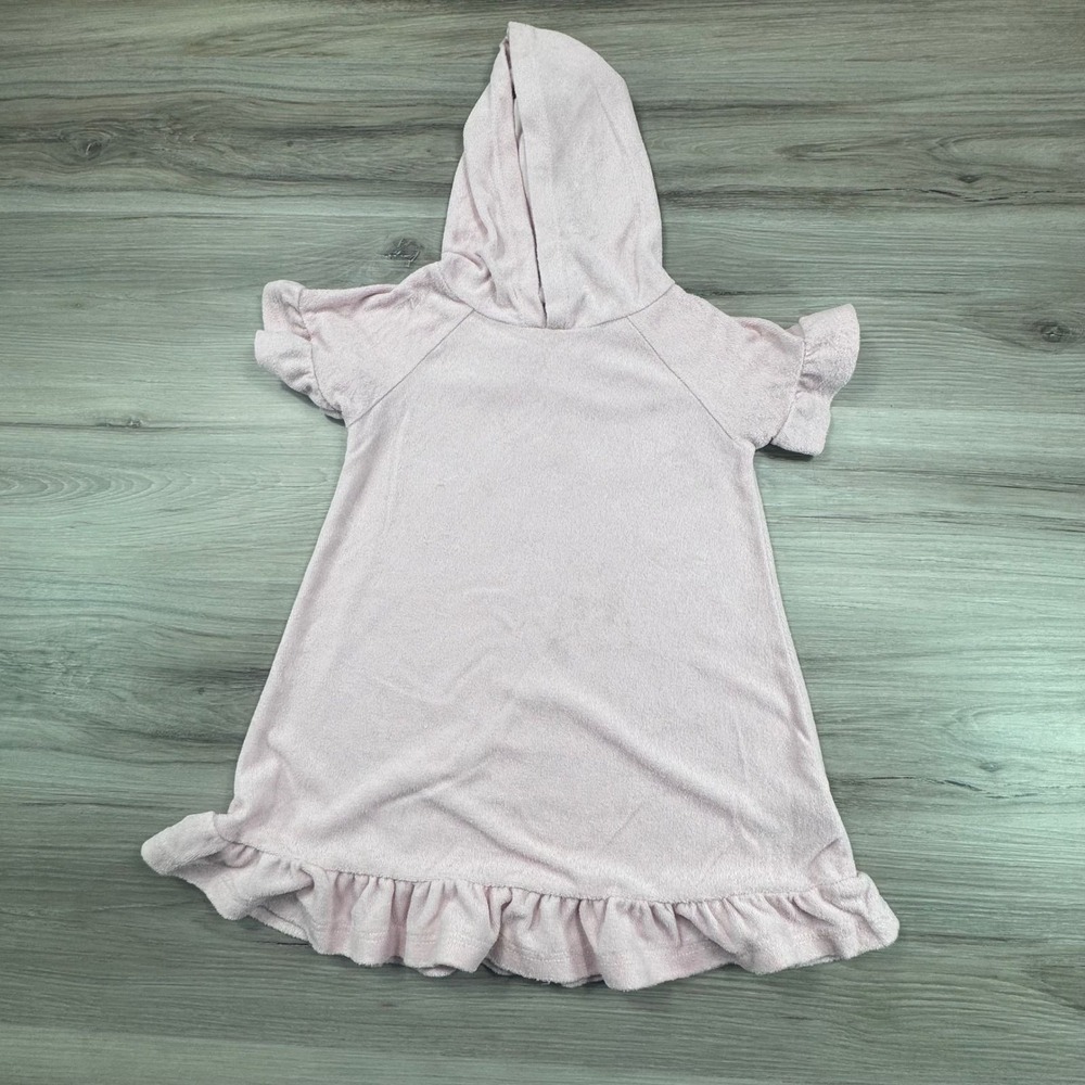Catherine Malandrino Girls Pink Terry Cloth Hooded Ruffle Dress Size 3T